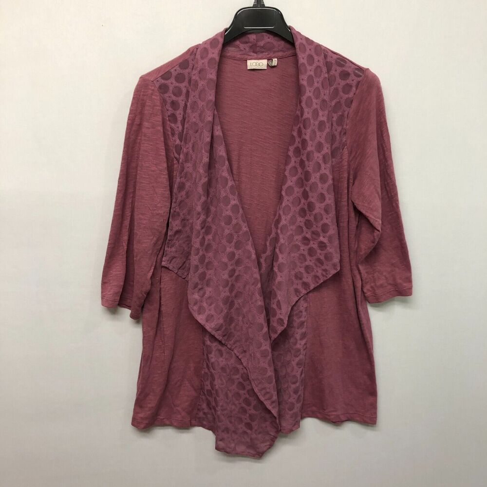 LOGO Lori Goldstein Open Front Cardigan Sweater Top Size 2X Cotton Blend M193 -5